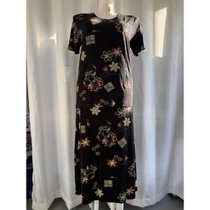 Vintage 2 Piece Set Top Maxi Skirt Size M/L Asian Geisha Floral‎ Print Travel